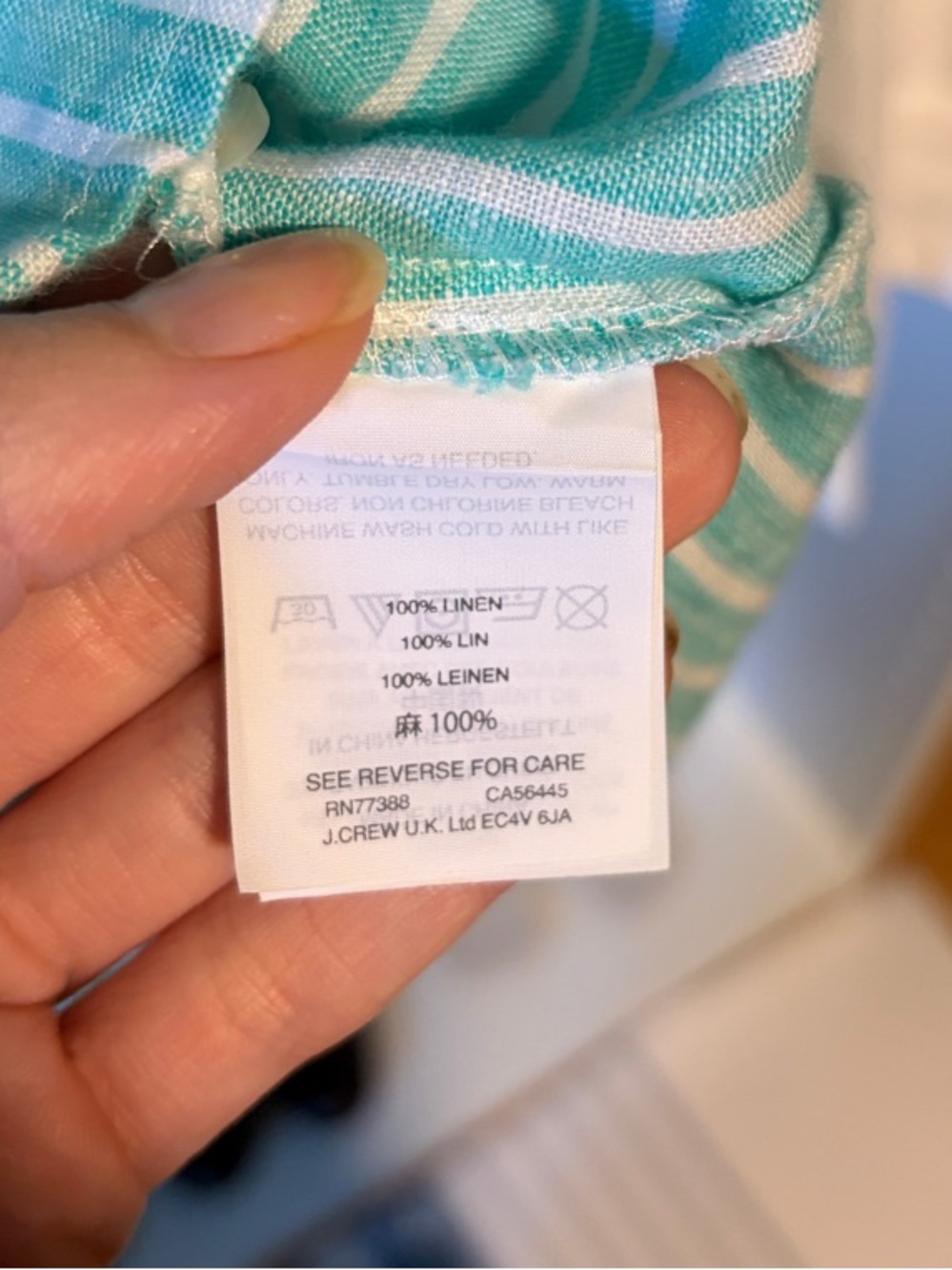 J. Crew Baird McNutt Green Stripe Linen Shirt - Picture 4 of 5